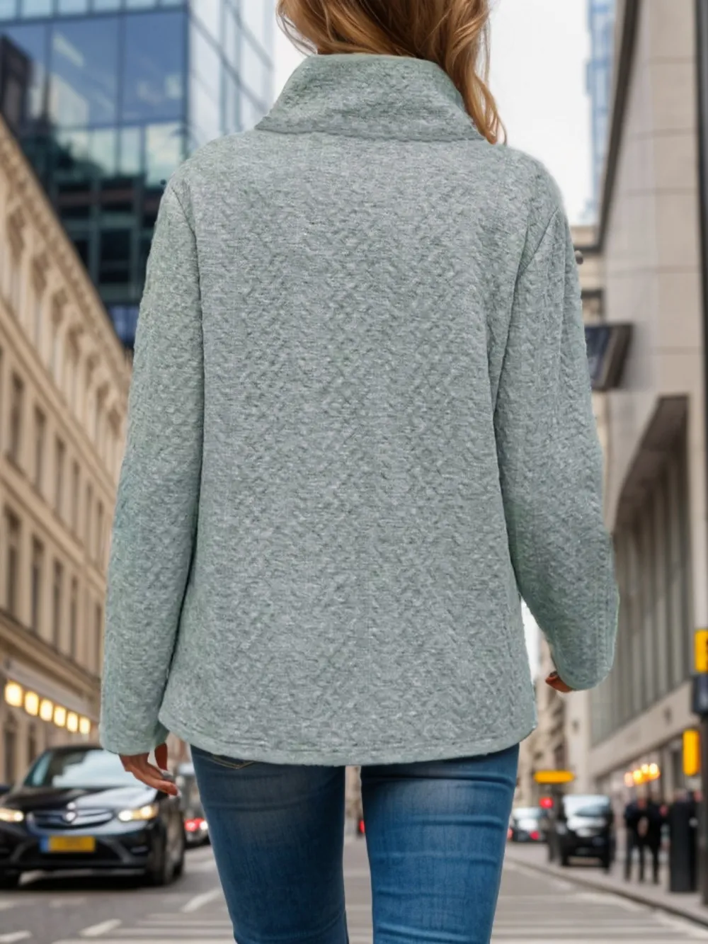 Pocketed Turtleneck Long Sleeve Sweatshirt, image 3