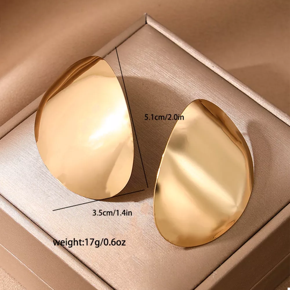 18K Gold-Plated Curved Statement Earrings, image 6