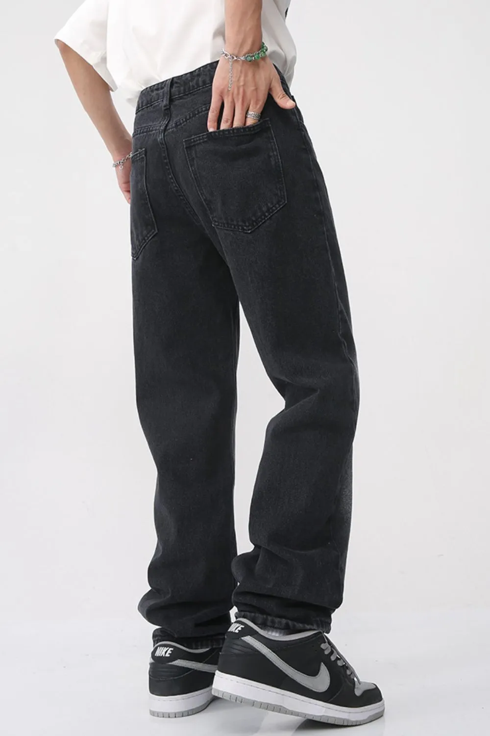 Men's Washed Straight Leg Jeans, image 2