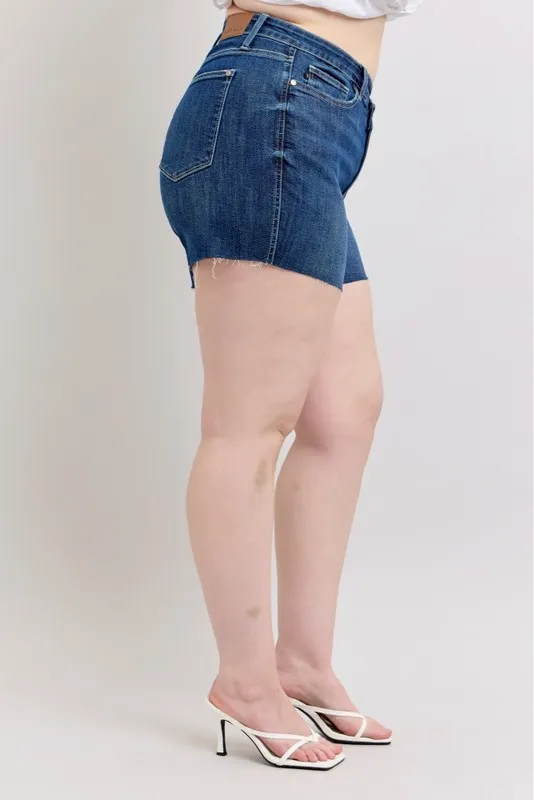 Full Size High Waist Criss-Cross Waistband Denim Shorts Plus Size, image 6