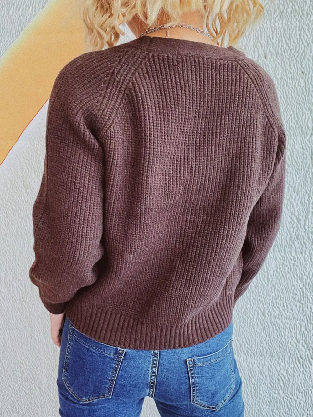 Cable-Knit V-Neck Button Down Long Sleeve Cardigan, image 5