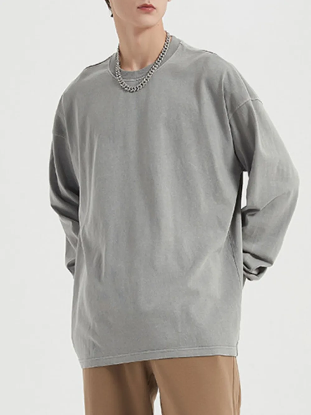 Men's Oversized Long Sleeve Casual T-Shirt, image 4