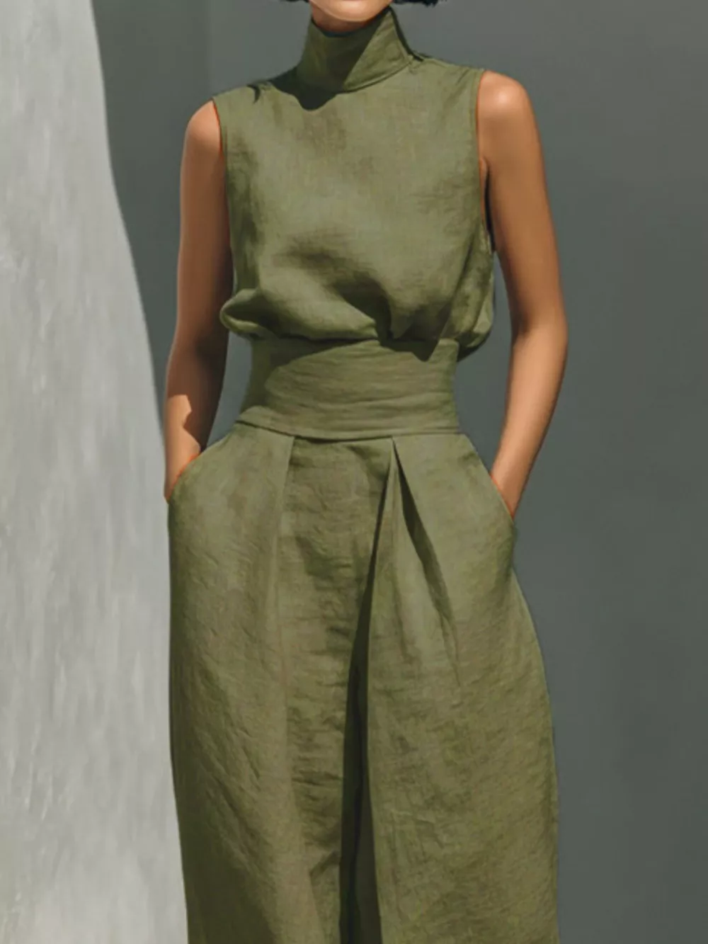 Full Size Turtleneck Sleeveless Top and Wide Leg Pants Set Plus Size, image 17