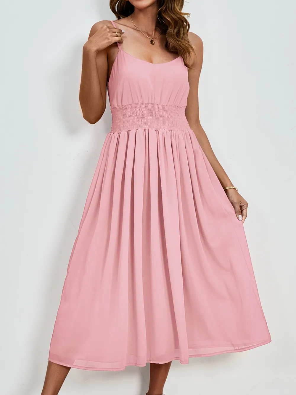 Scoop Neck Midi Cami Dress, image 3