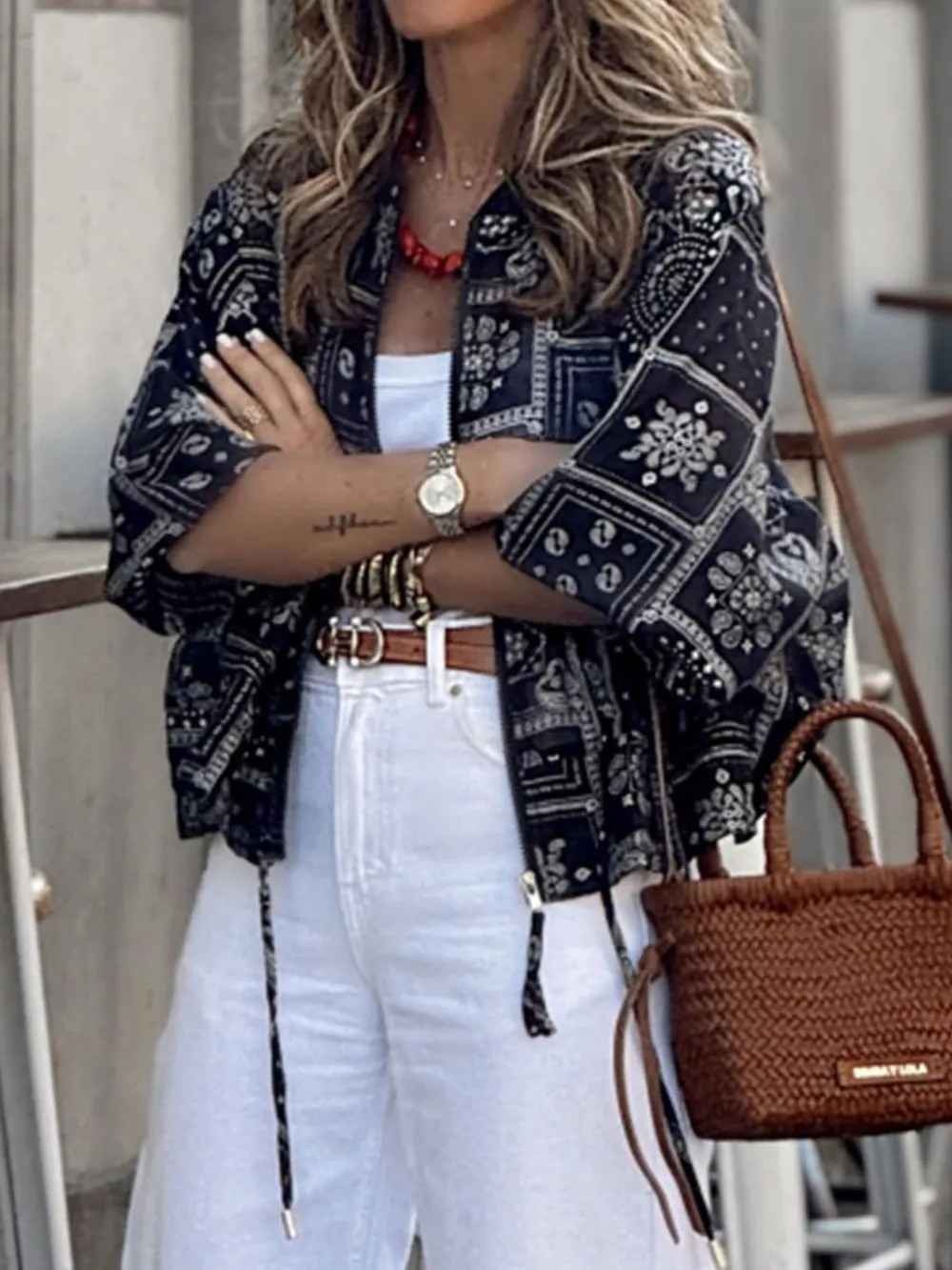 Printed Zip Up Jacket, image 4