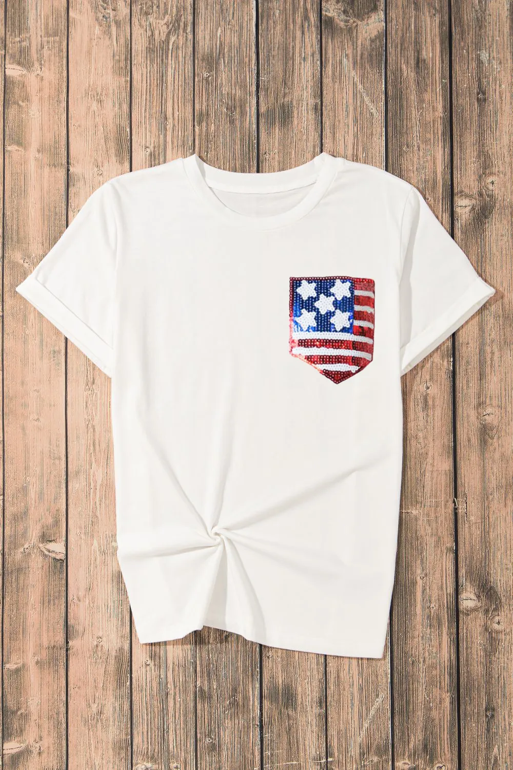 US Flag Round Neck Short Sleeve T-Shirt, image 3
