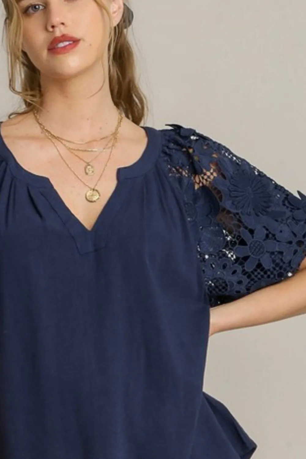 Full Size French Terry Boxy Cut Top with 3D Floral Sleeve Plus Size, image 3