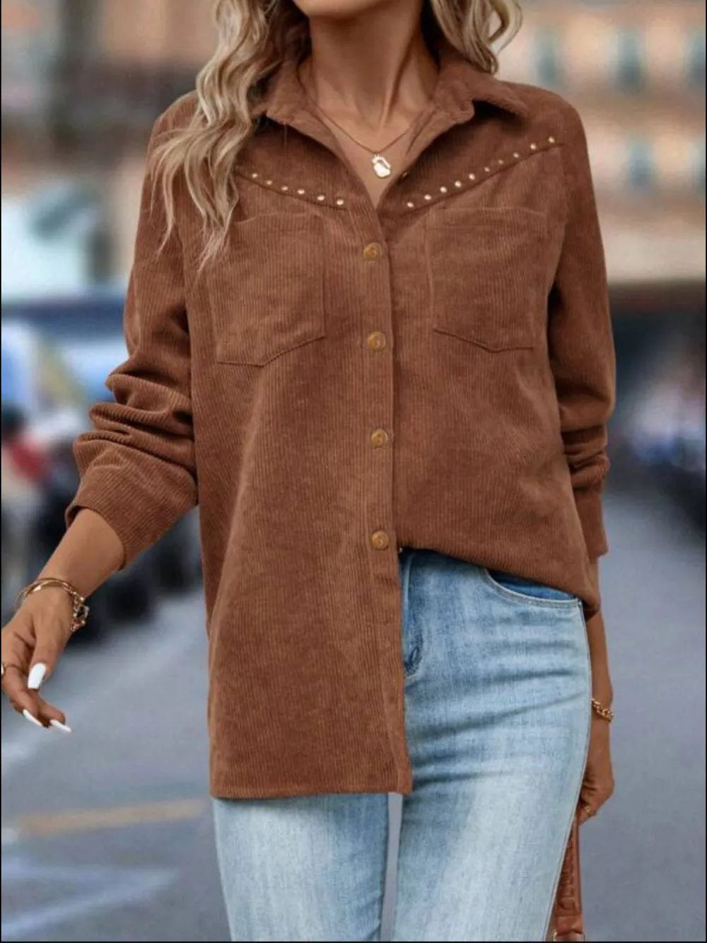 Button Down Long Sleeve Shacket, image 5
