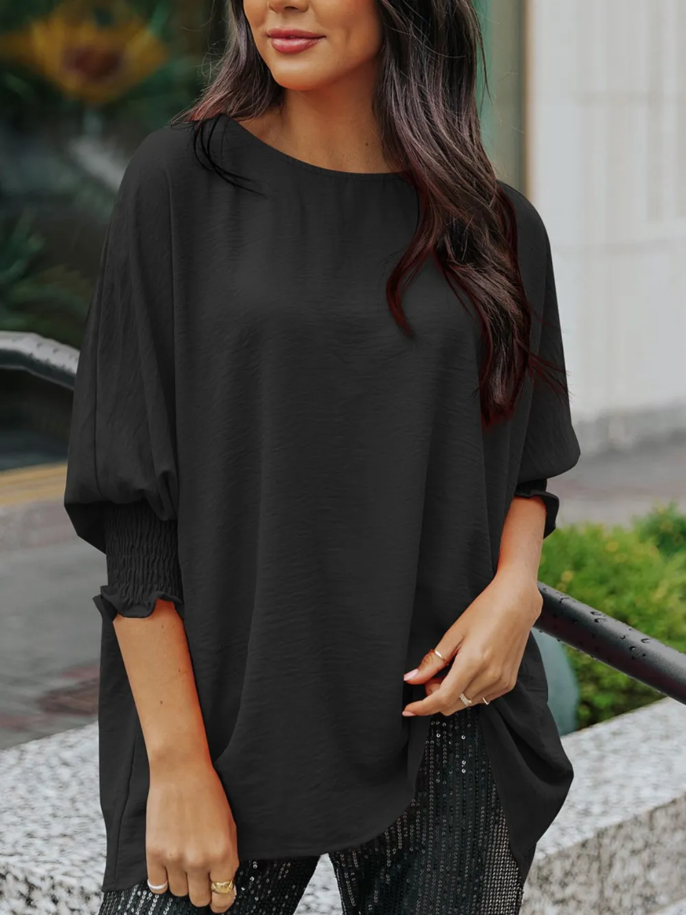 Round Neck Three-Quarter Sleeve Blouse, image 11