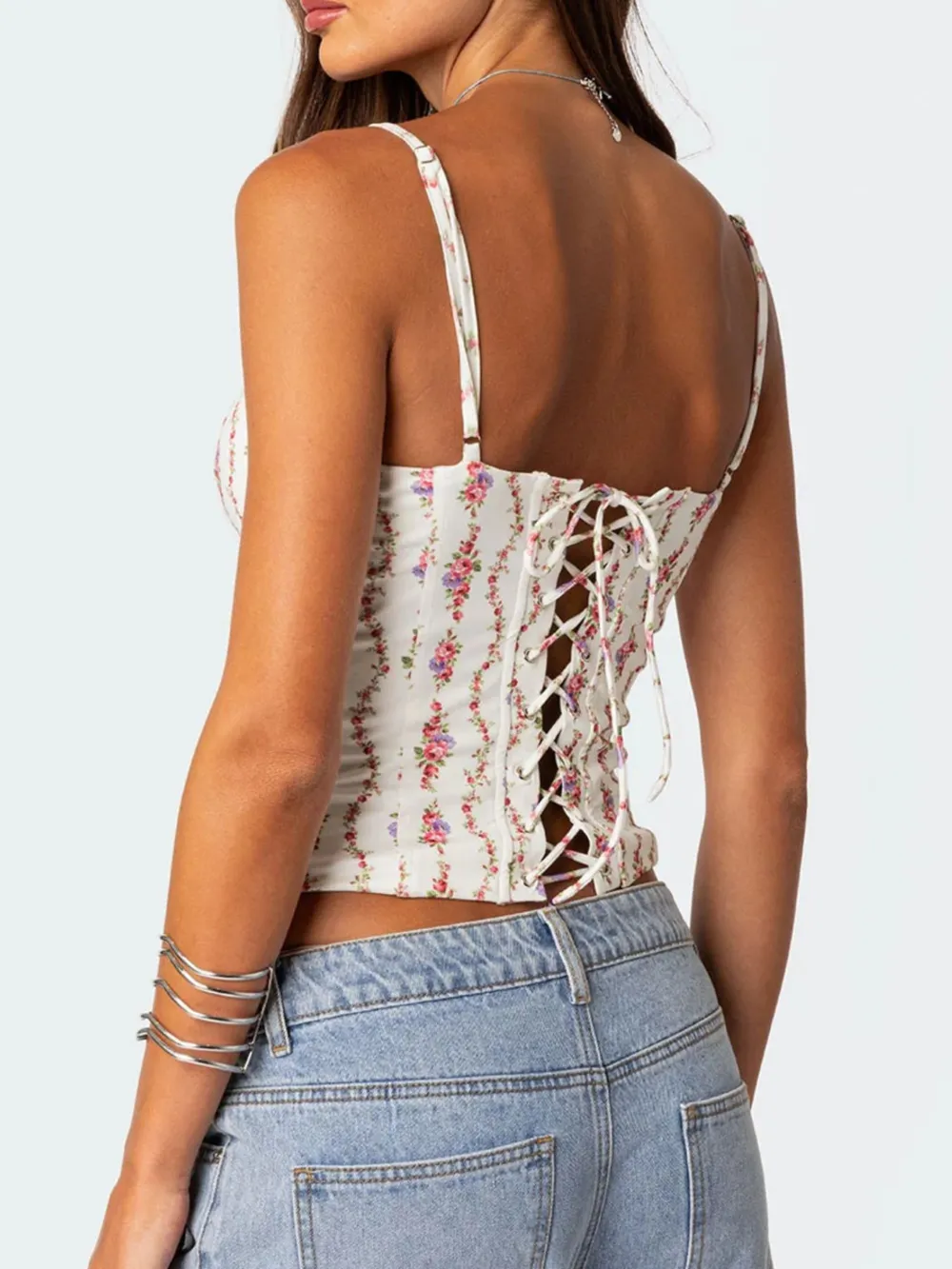 Floral Print Sweetheart Neck Cami, image 6