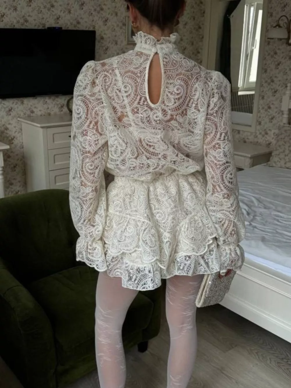 Lace Long Sleeve Top and Skirt Set, image 4