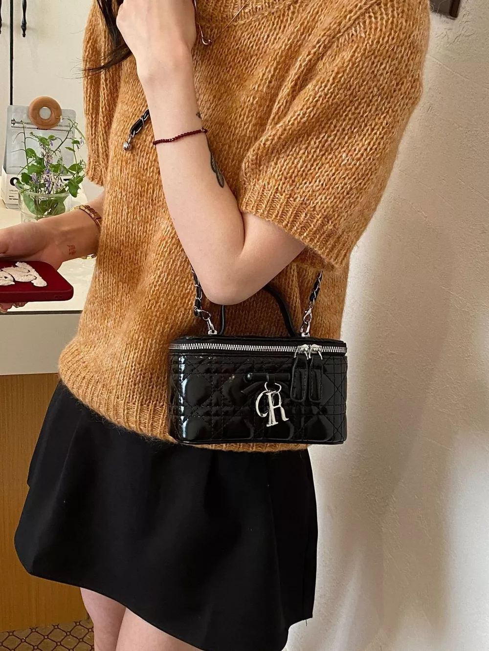 Top Handle PU Leather Crossbody Bag