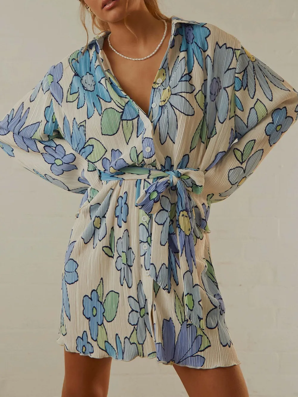 Tied Button Up Long Sleeve Dress, image 13