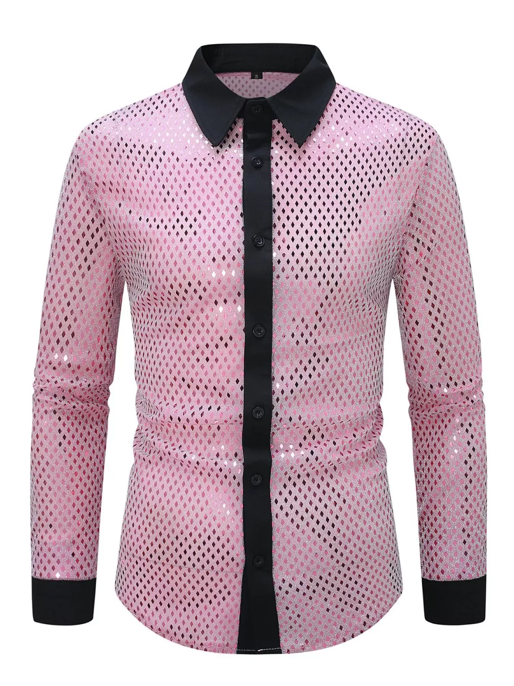 Men's Full Size Openwork Long Sleeve Shirt Plus Size