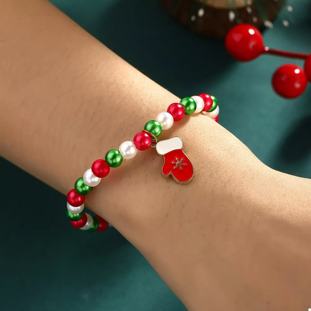 5 Piece Christmas Synthetic Pearl Bracelet, image 7