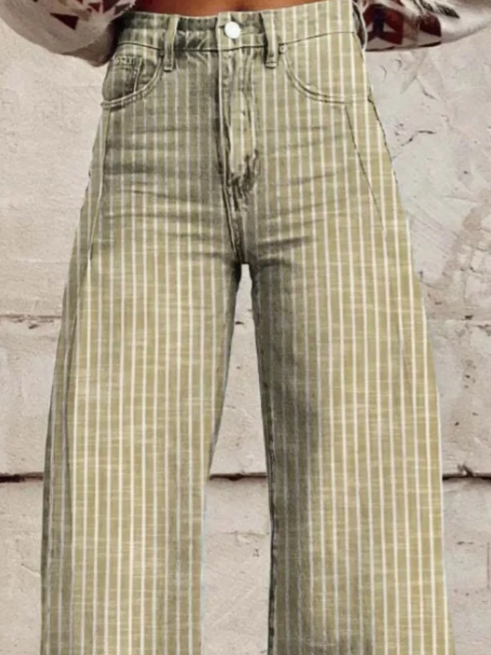 Striped High-Waisted Wide Leg Jeans, image 10
