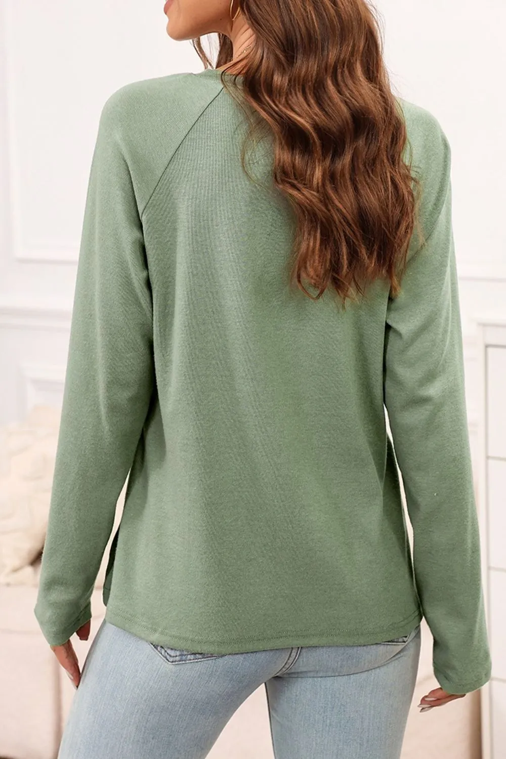 Texture Round Neck Long Sleeve T-Shirt, image 9