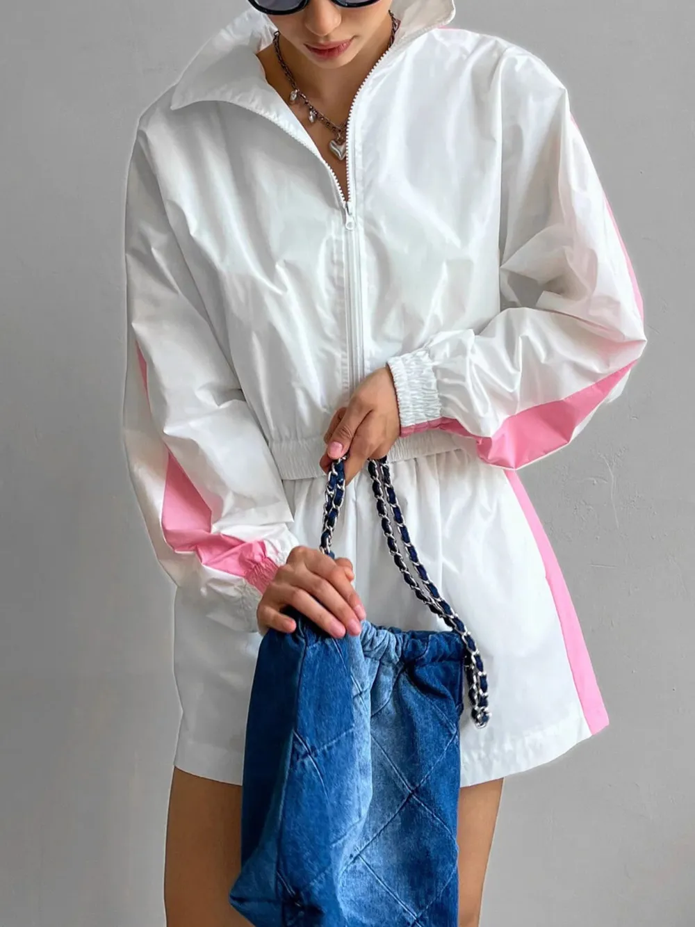 Zip Up Long Sleeve Jacket and Shorts Set, image 8