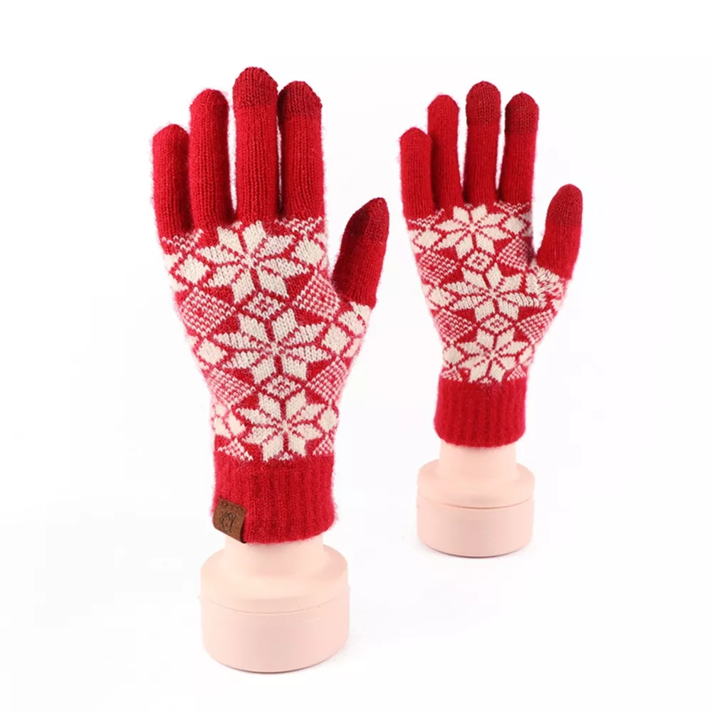 Heart Pattern Knitted Touchscreen Gloves, image 5