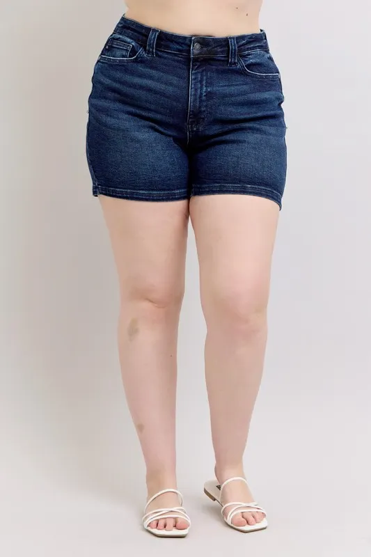 Full Size High Waist Back Flap Pocket Denim Shorts Plus Size, image 6