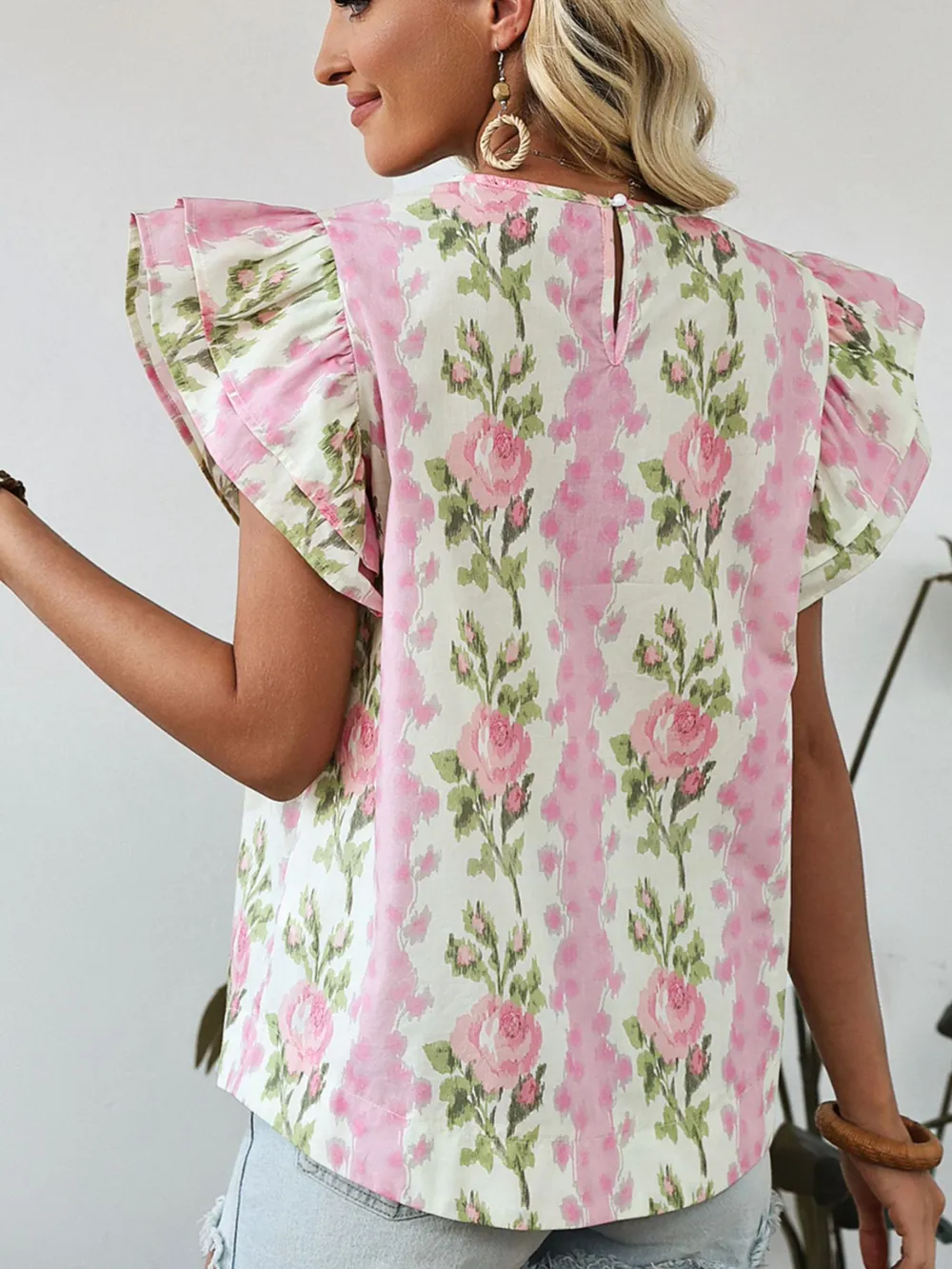 Floral Print Ruffled Sleeve Blouse, image 6