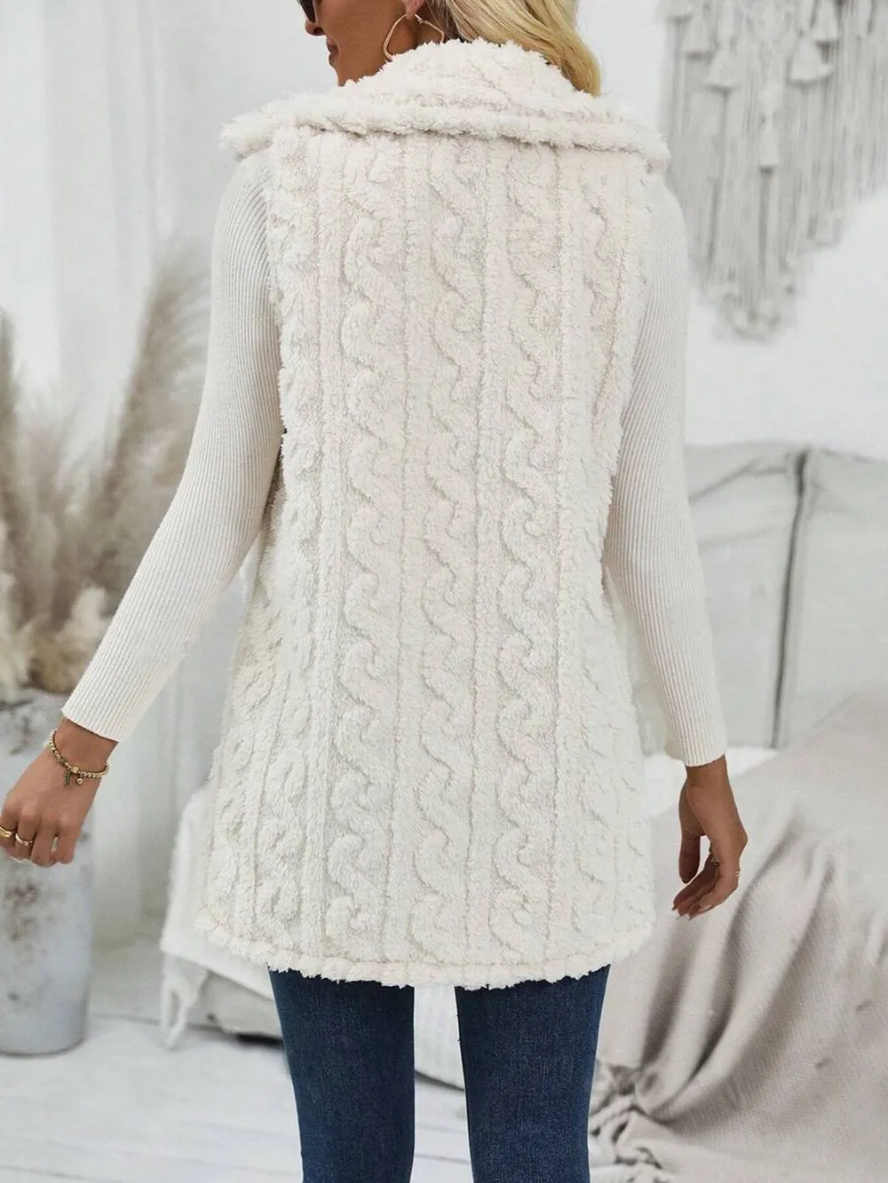 Fuzzy Button Up Vest Coat, image 5