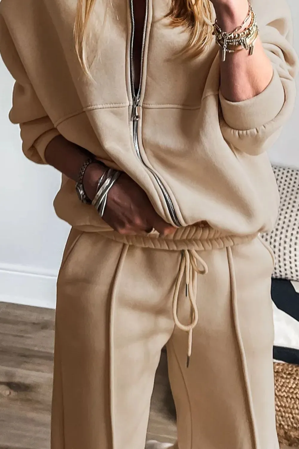 Zip Up Long Sleeve Top and Pants Set, image 7
