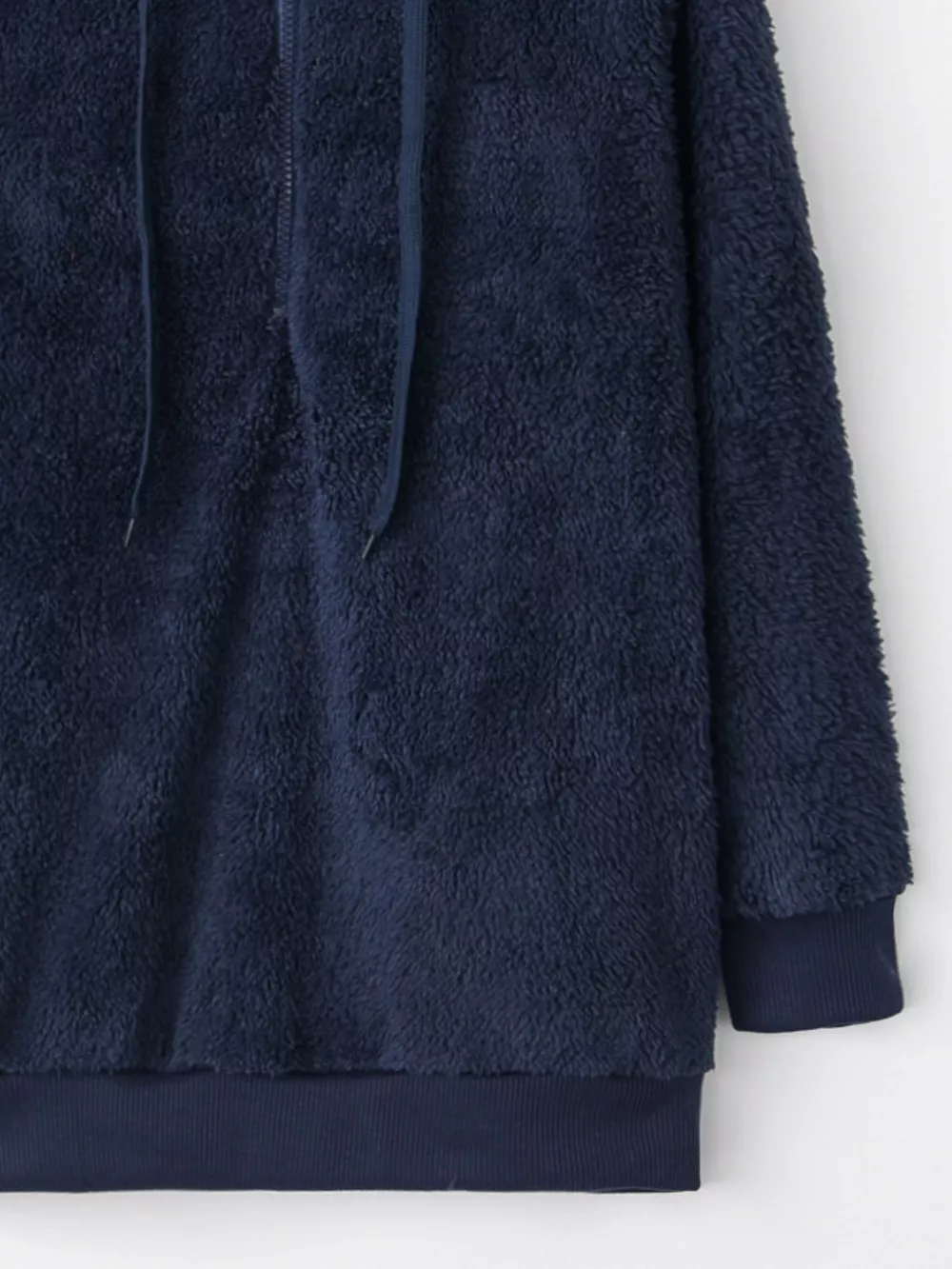 Full Size Half Zip Drawstring Fleece Hoodie Plus Size, image 12