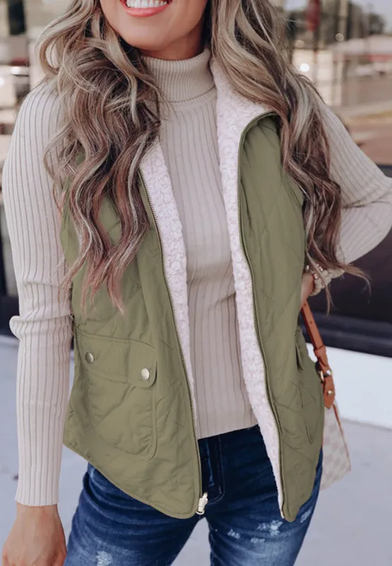 Fuzzy Zip Up Vest Coat with Pockets, image 9
