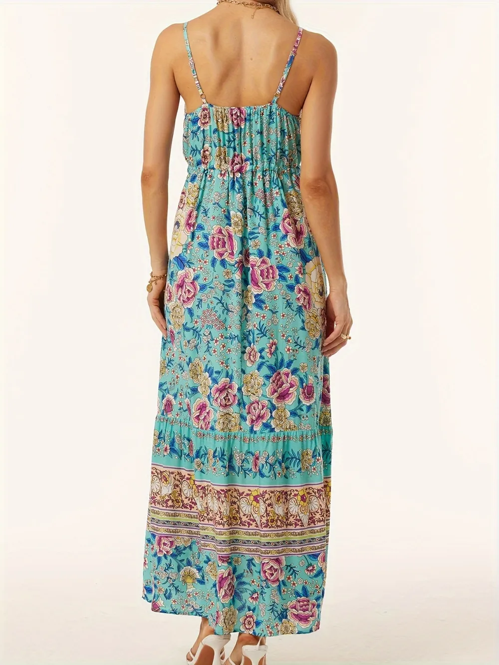Printed Scoop Neck Midi Cami Dress, image 5