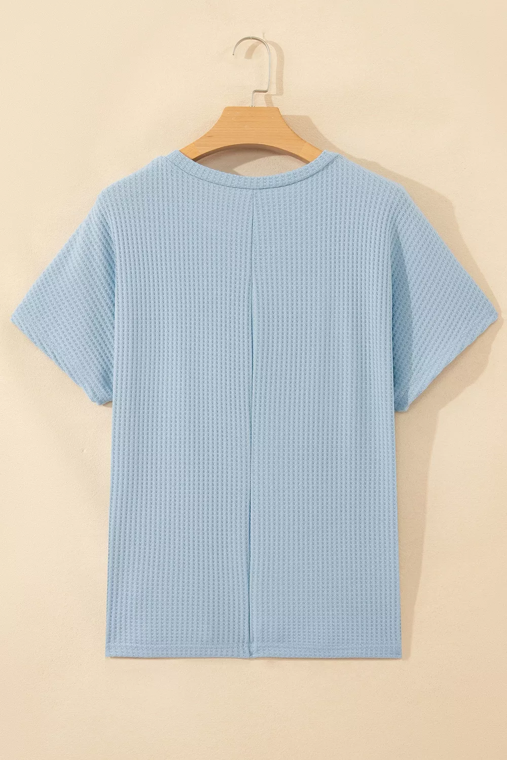 Waffle Textured Knit Dolman Short Sleeve Loose Top, image 3