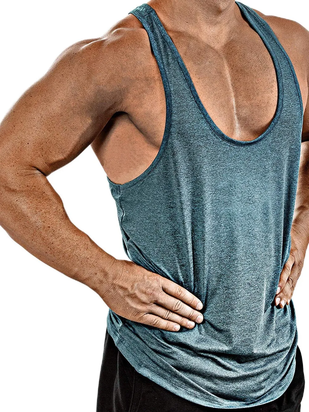 Men's Plus Size Round Neck Racerback Tank, image 2