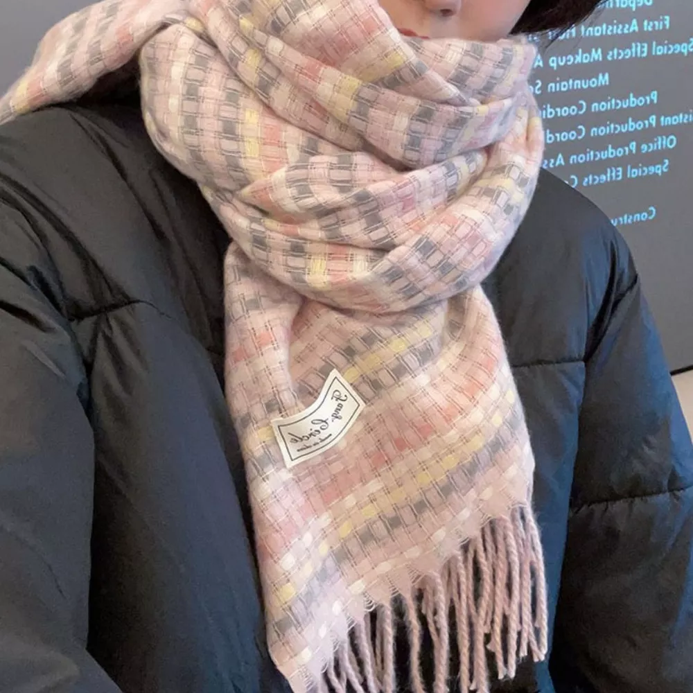 Plaid Fringe Warm Scarf, image 8