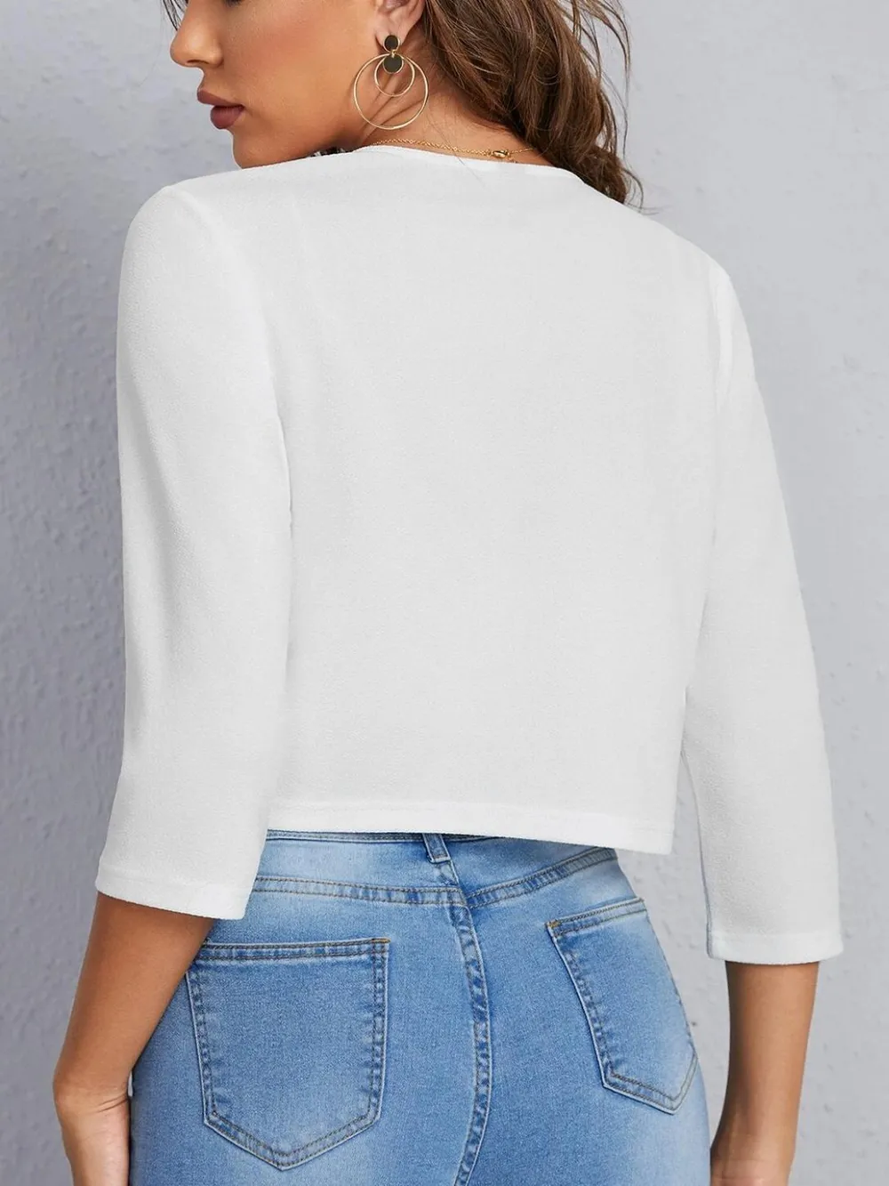 Open Front 3/4 Sleeve Blazer, image 4