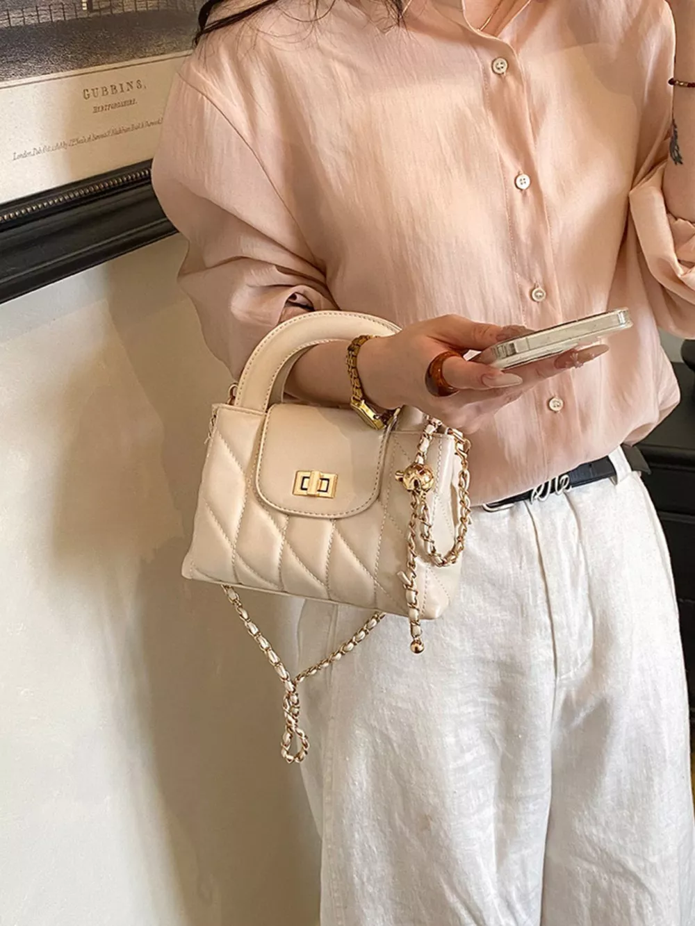 Quilted Chain Strap Crossbody Bag, image 4