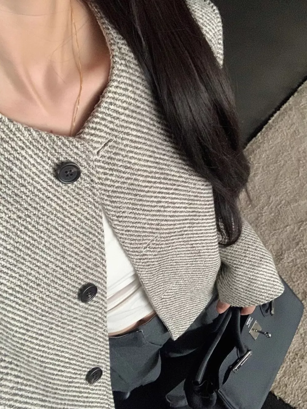Button Up Tweed Cropped Jacket, image 5