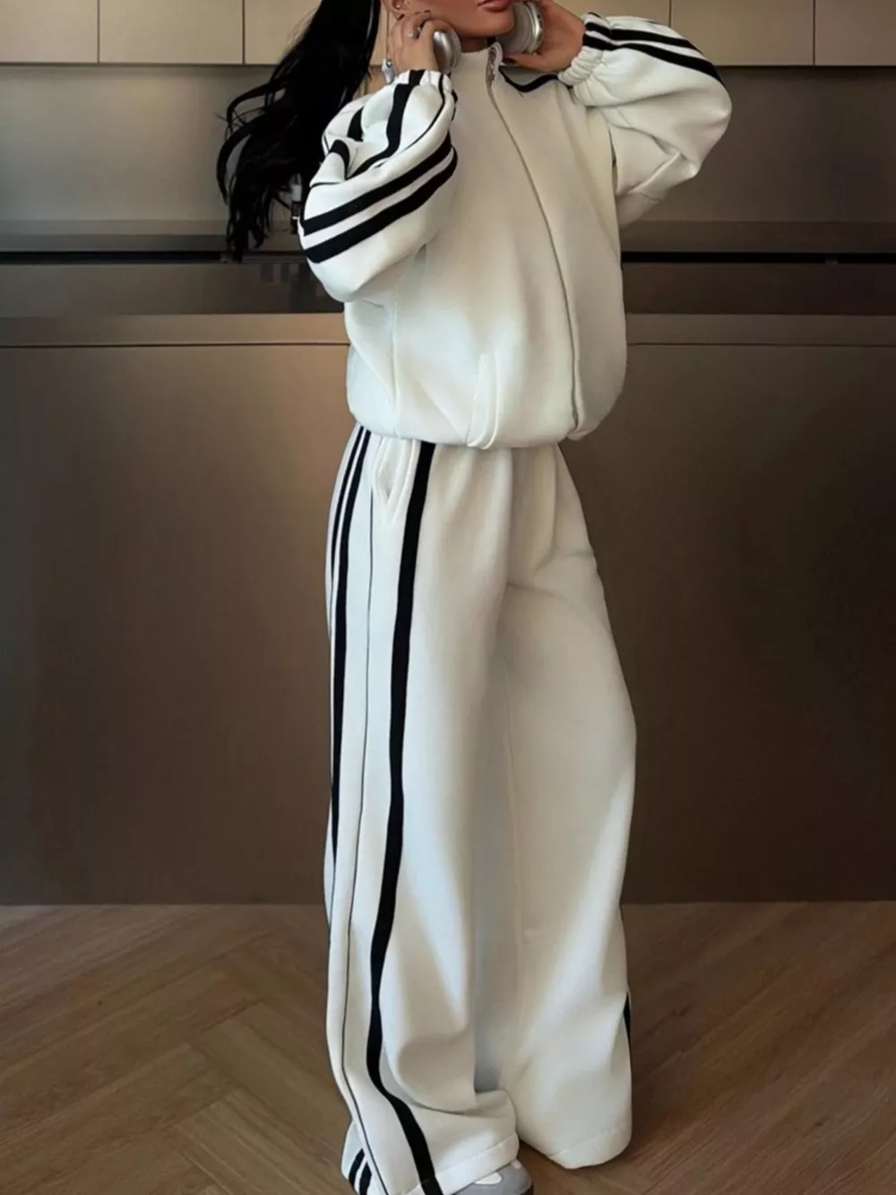 Side Stripes Zip Up Top and Pants Set, image 16