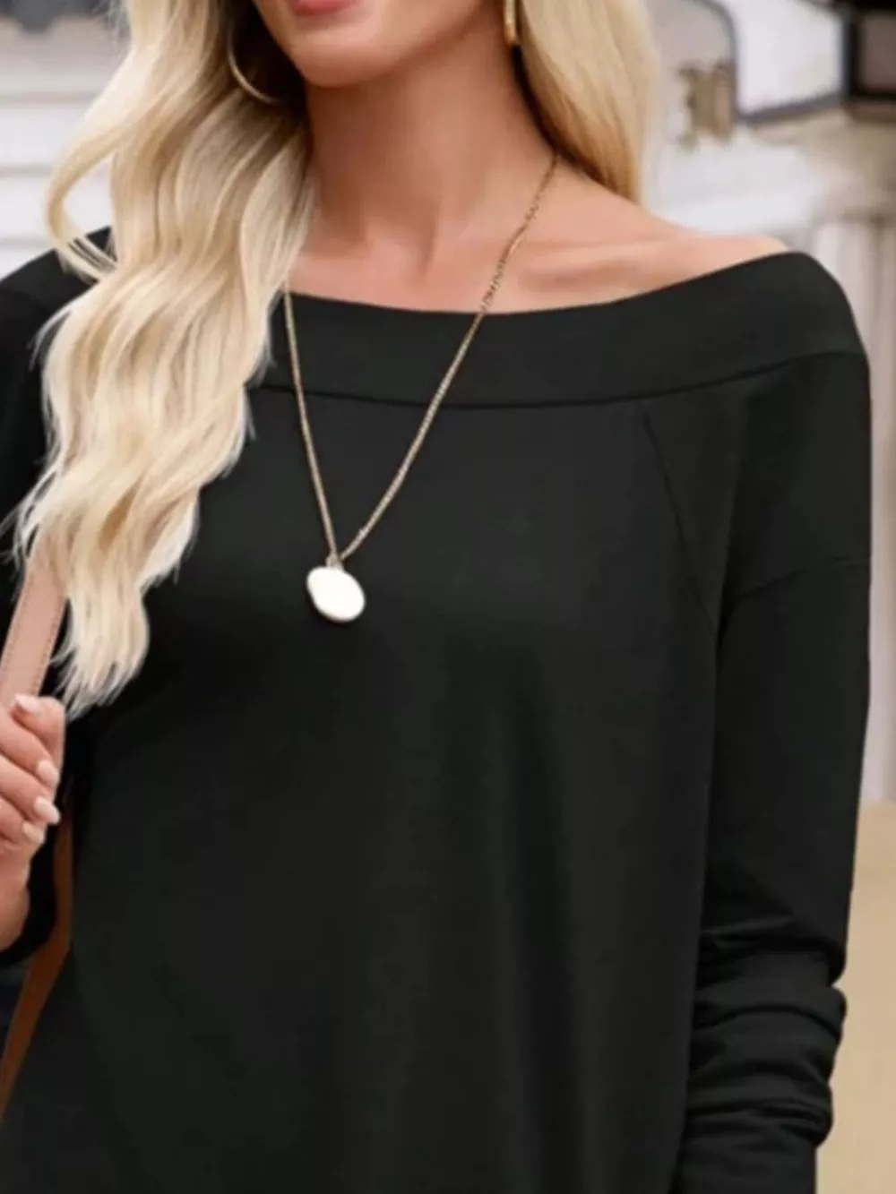 Elegant Off-Shoulder Long Sleeve Casual T-Shirt, image 2
