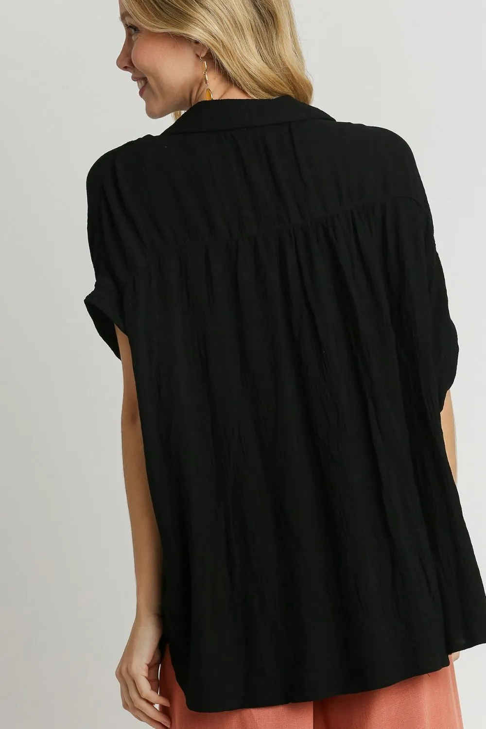 Full Size Textured Button Down Short Sleeve Shirt Plus Size, image 3