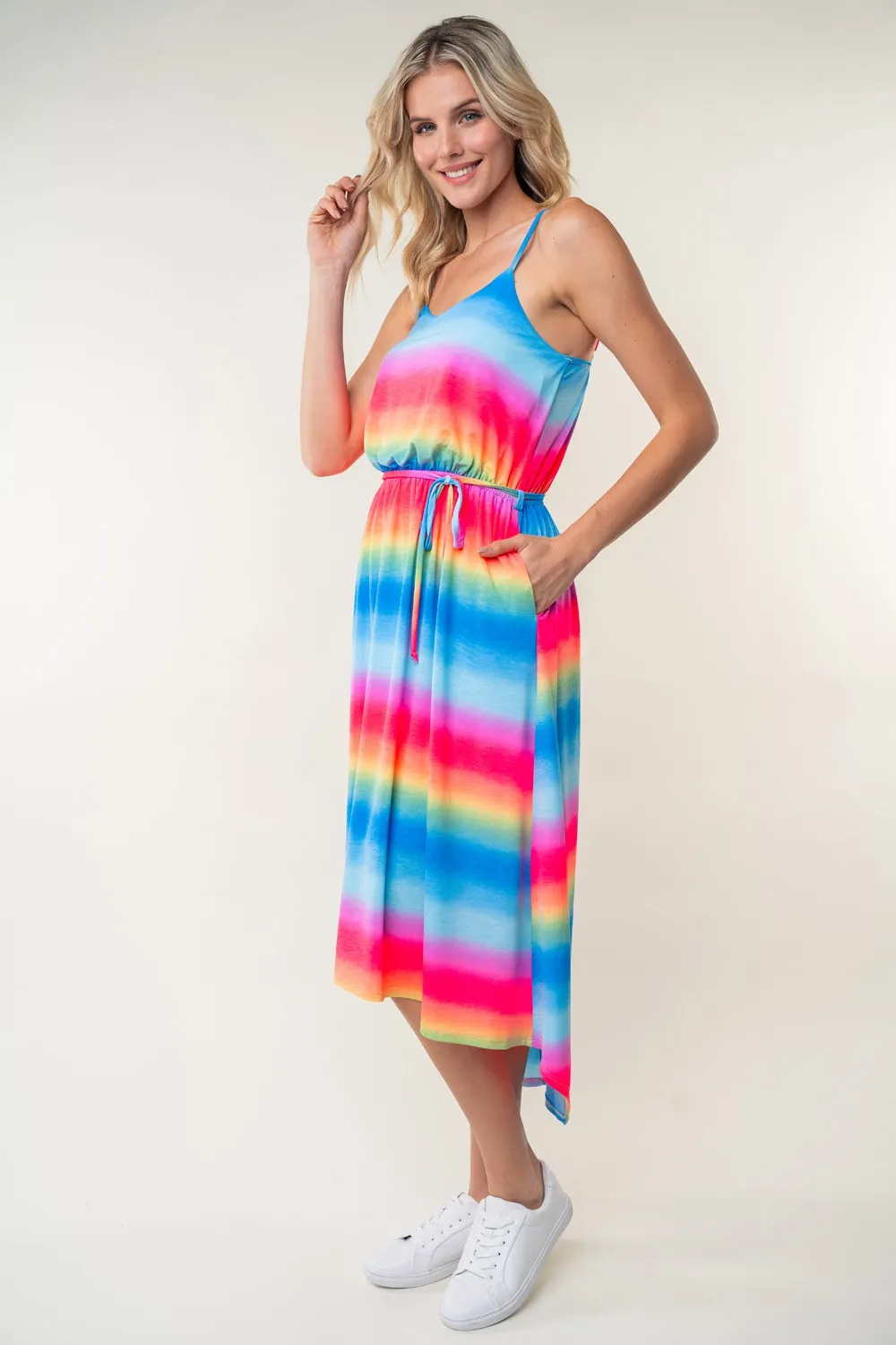 Full Size Ombre Striped Midi Cami Dress, image 5
