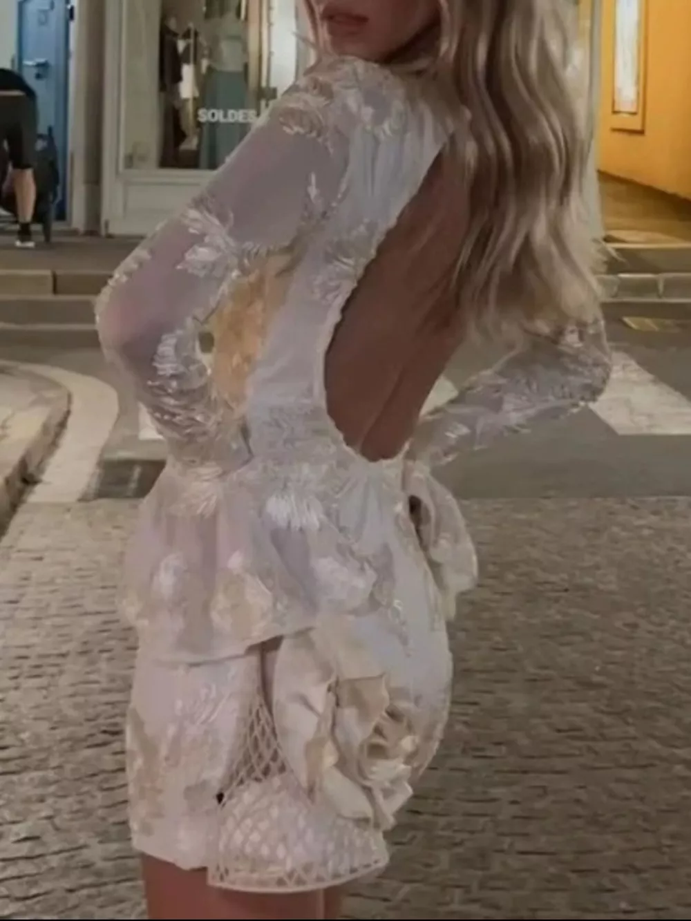 Backless Floral Flounce Sleeve Dress, image 9