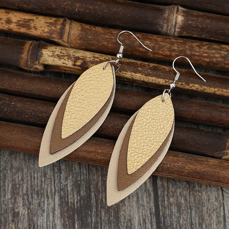 PU Leather Leaf Shape Earrings, image 3