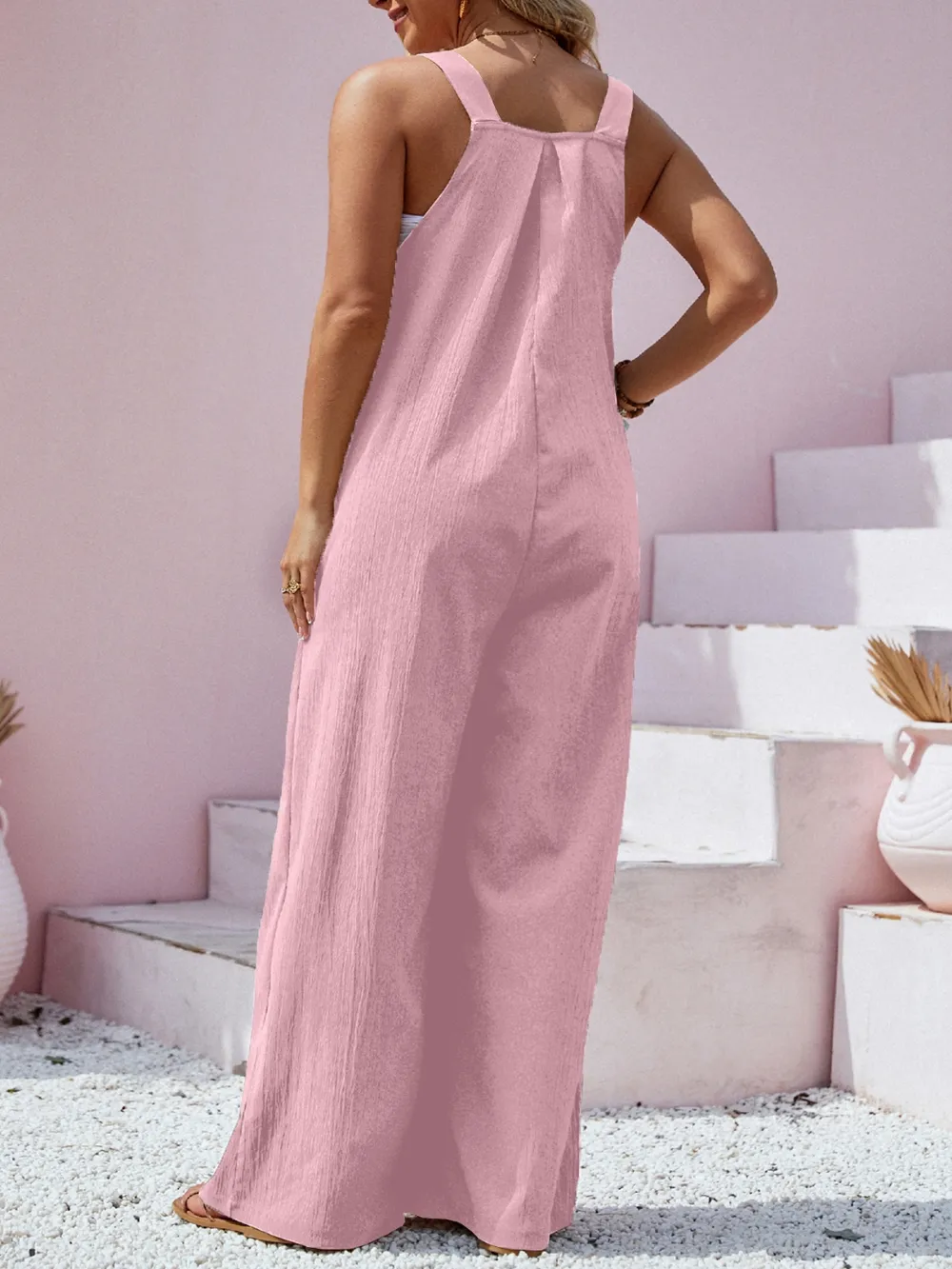 Plus Size Square Neck Wide Leg Overalls, image 16