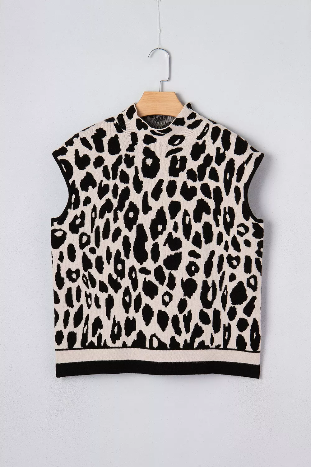 Leopard Print High Neck Short Sleeve Sweater, image 7