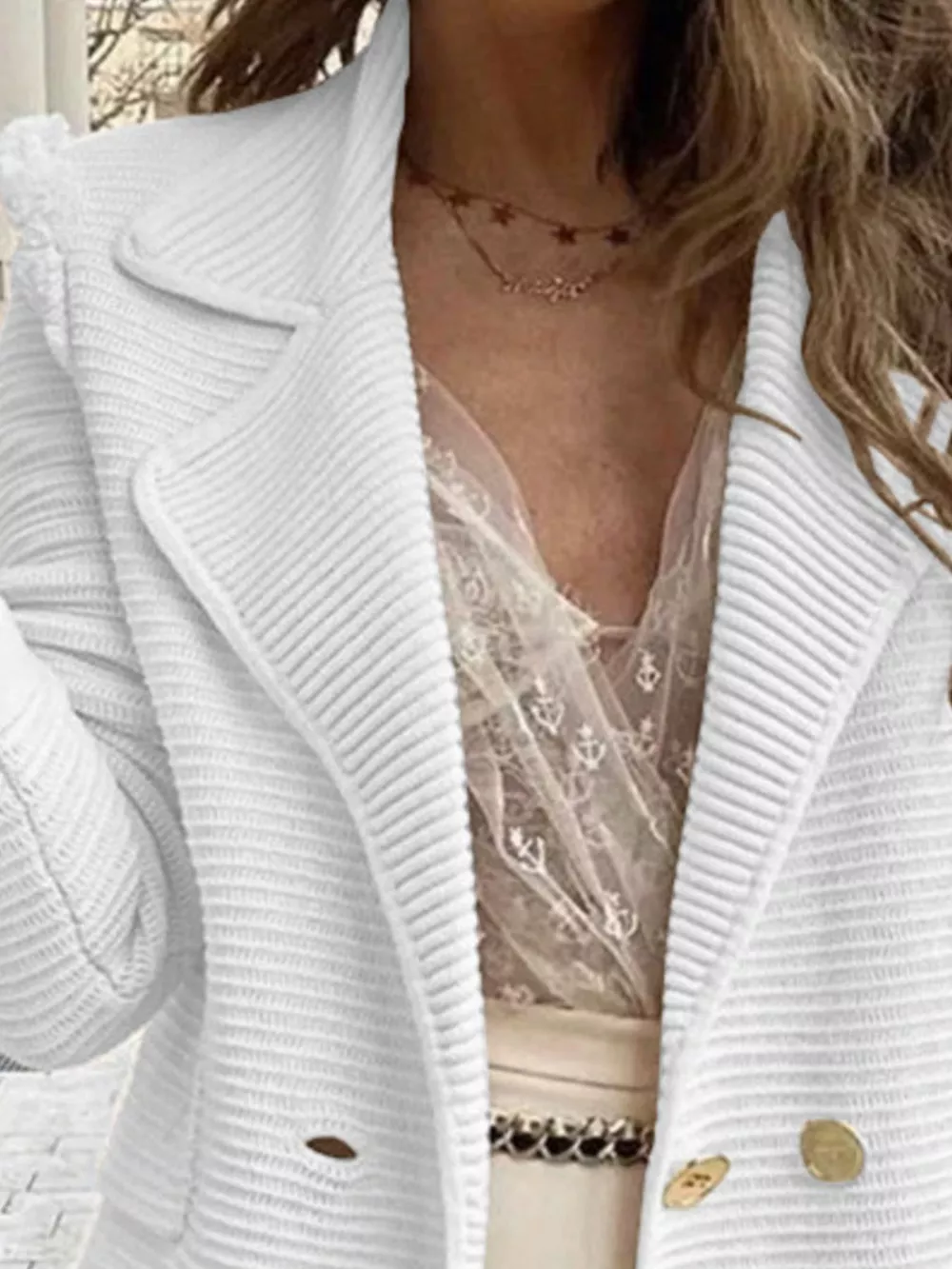 Texture Knit Double-Breasted Blazer, image 4