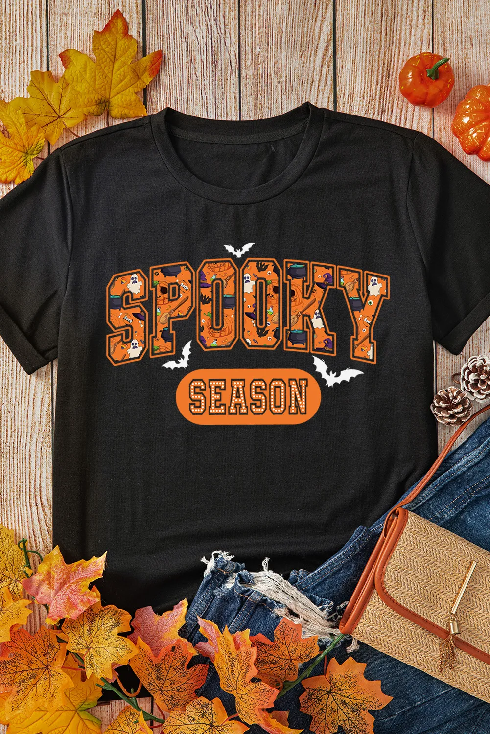 SPOOKY SEASON Round Neck Short Sleeve T-Shirt, image 3