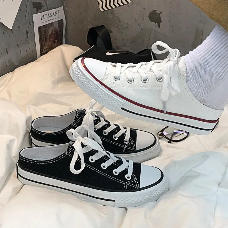 Round Toe Lace-Up Canvas Sneakers, image 2