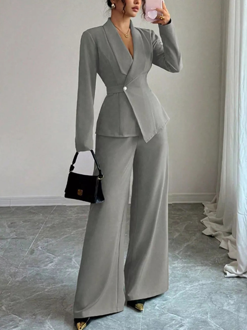 One Button Blazer and Pants Set, image 21