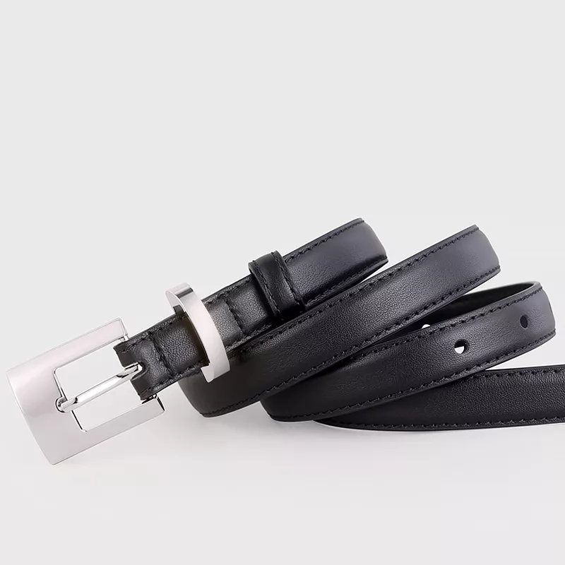 Leather Belt with Silver Buckle