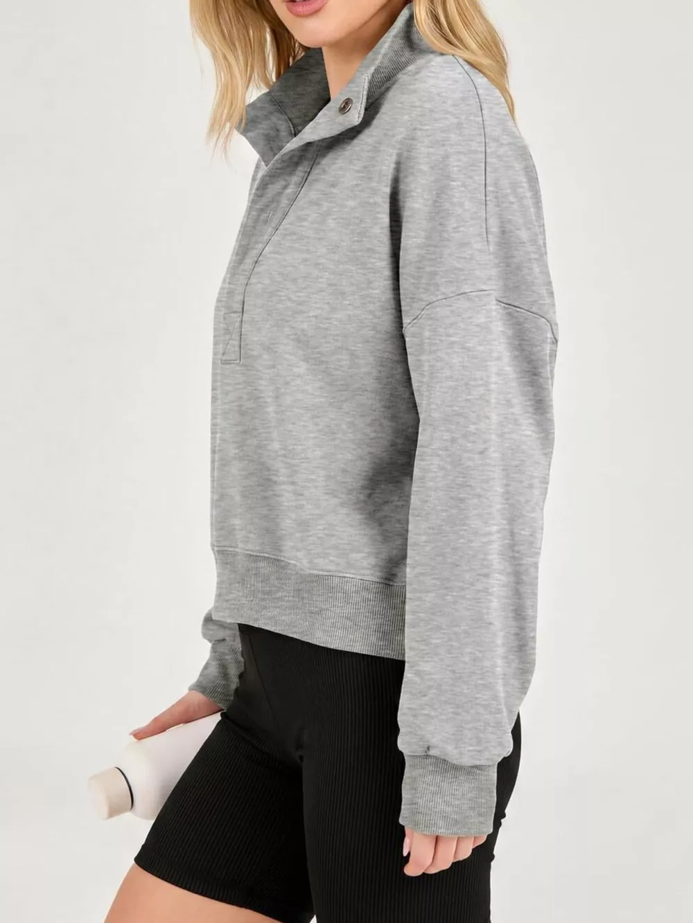Half Snap Dropped Shoulder Sweatshirt, image 8